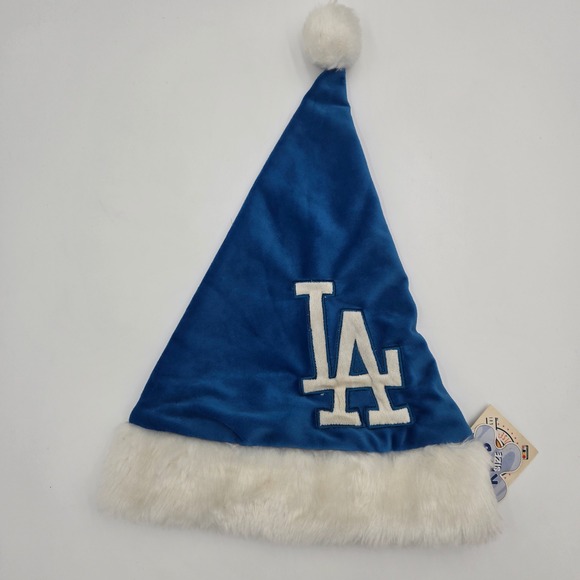 LA Dodgers Kids Size Blue Santa Hat Team Beans MLB Baseball Holiday Kids - Picture 1 of 10